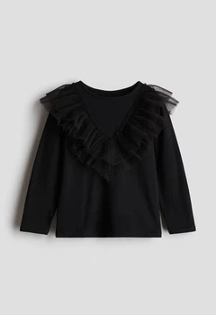 Реглан хлопковый с воланами черный H&M 110-116см (400011667)