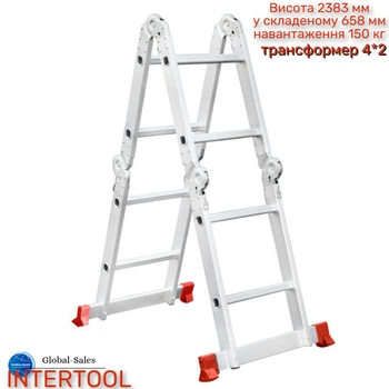 Сходи трансформер Intertool 2500 мм х 4x2 ступенів (LT-0028) алюмінієва