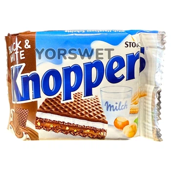 Вафлі Knoppers Black & White з молочно-шоколадною начинкою 200 г (0622)
