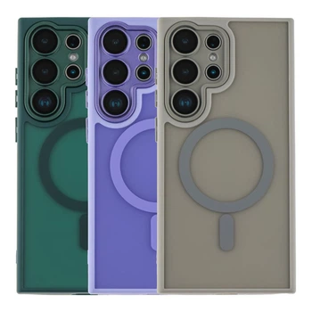 Чохол TPU+PC Magnetic Matte Camera Lens with Magsafe для Samsung Galaxy S25 Ultra 5G (S938) Колір Dark Blue