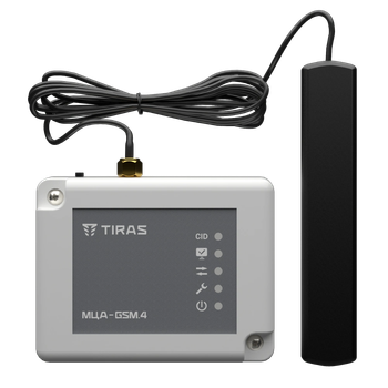 Модуль цифрового GSM-автодозвона Tiras МЦА-GSM.4, Contact-ID, эмуляция телефонной линии, для ППКП, Белый/Чорный