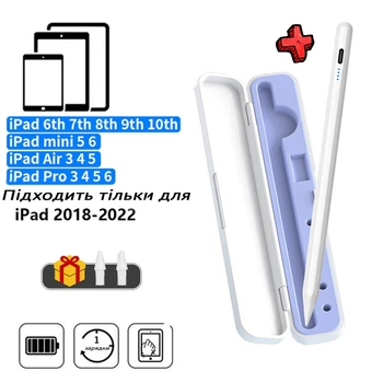 Стилус для iPad 2022 2021 2020 2019 2018 Pro Air Mini Stylus + Кейс Бело-сиреневый + 2 Наконечника Белый