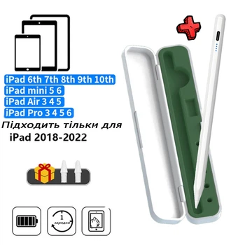Стилус для iPad 2022 2021 2020 2019 2018 Pro Air Mini Stylus + Кейс Бело-зелёный + 2 Наконечника Белый