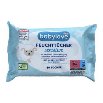 Влажные детские салфетки Babylove для чувствительной и нежной кожи, 80 шт.