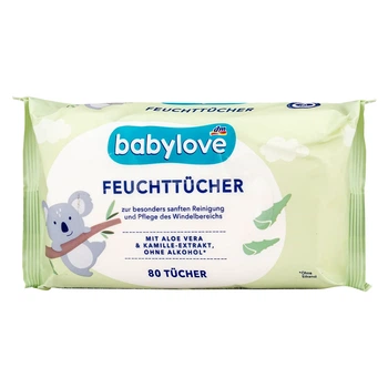 Влажные детские салфетки Babylove Feuchttucher для ухода за младенцами, 80 шт