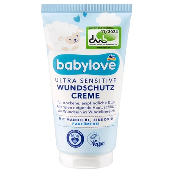 Дитячий захисний крем від ран та болю в області підгузків Babylove Wundschutzcreme Ultra Sensitive, 75 ml, від DM (Німеччина)