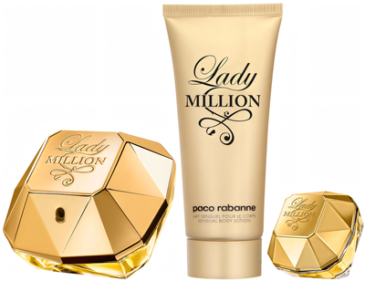 Набір для жінок Paco Rabanne Lady Million Парфумована вода 100 мл + Мініатюра Парфумована вода 5 мл + Лосьйон для тіла 100 мл (3349668562190)