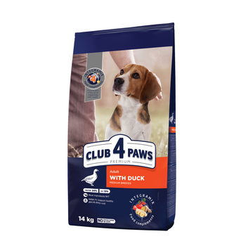 Сухий корм для собак CLUB 4 PAWS Клуб 4 лапи Premium for medium breeds With duck для середніх порід з качкою 14 кг.