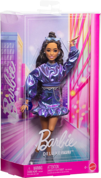 Lalka Barbie Deluxe Style Fashion w metalicznym topie i spódnicy z dodatkami (JFP42) (0194735303090)