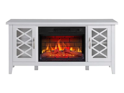 ТВ тумба с электро камином ArtiFlame Odessa AF23BS белый эффект живого огня со звуком и обогревом