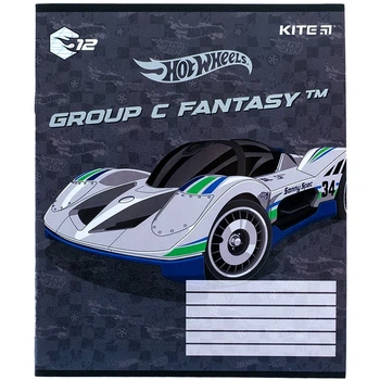 Зошит шкільний Kite Hot Wheels 12 аркушів коса лінія HW24-235