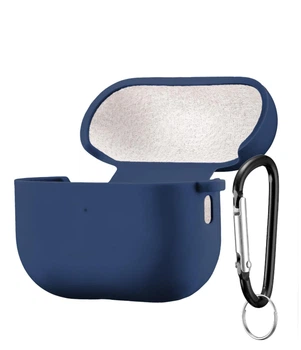 Силиконовый чехол Silicone Case для AirPods Pro 2 midnight blue с микрофиброй темно синий с карабином