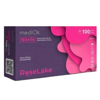 Рукавички Mediok Rose Lake нітрилові, колір рожевий, розмір L