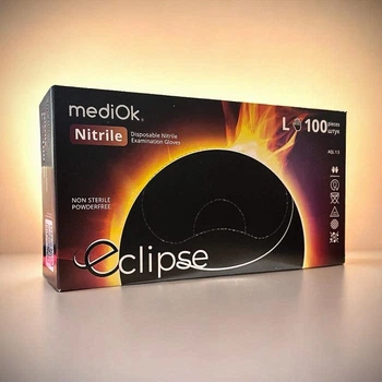 Рукавички нітрилові супер щільні 5,2гр чорні MediOK Eclipse L 100шт