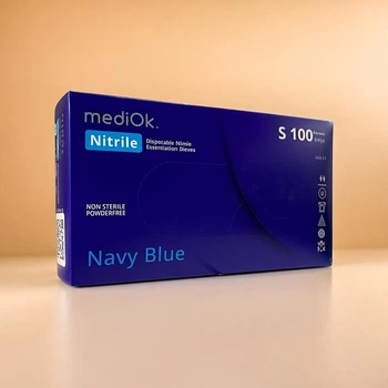 Рукавички нітрилові міцні 4,2 гр. mediOK Navy S темно-сині 100шт
