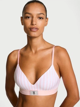 Бюстгальтер женский Victoria's Secret Shine Patch Lightly Lined Wireless Bra, размер 36C, цвет Pink Stripes