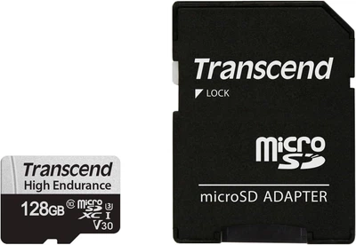 Карта памяти Transcend High Endurance 350V microSDXC 128GB UHS-I U3 V30 + SD адаптер (TS128GUSD350V)