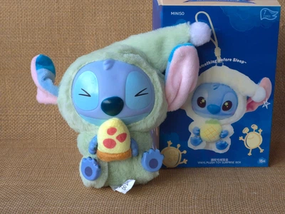 М’яка іграшка підвісний брелок Disney Miniso Stitch Eat Something Before Sleep Лабубу Стіч зелений піца