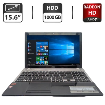 Ноутбук Acer Aspire V3-551G / 15.6" (1366x768) TN / AMD A10-4600M (4 ядра по 2.3 - 3.2 GHz) / 8 GB DDR3 / 1000 GB HDD / AMD Radeon HD 7670M, 2 GB GDDR3, 128-bit / WebCam / DVD-ROM б/в