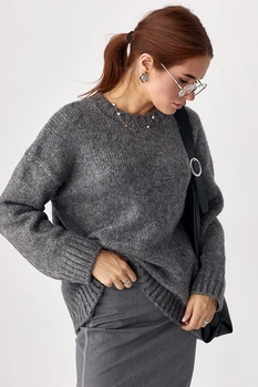 Жіночий джемпер oversize колір сірий розмір ONE SIZE FL_002568