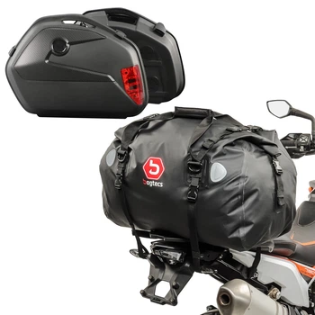 Комплект мотоциклетних кофрів з багажником SX82 та задньою сумкою XF60 Bagtecs чорного кольору