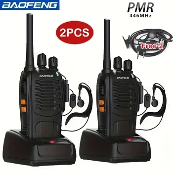Набір із двох рацій BAOFENG BF-88E PMR 446 MHz із зарядними станціями та гарнітурами (чорні, 16 каналів)