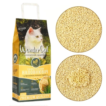 Кукурудзяний наповнювач для котів WonderCat 4,4 кг – екологічний, грудкуючий, зі запахом скошеної трави (4820282190147)