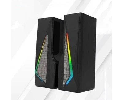Компьютерные колонки Jedel S-550 мультимедийная акустика 2.0 проводные 6W USB питание AUX разъём LED RGB подсветка Black