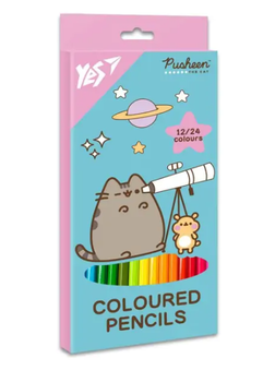 Олівці кольорові двосторонні, 24 кольори (12 шт) Pusheen Cheek 290745 Yes