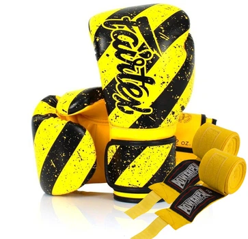 Боксерские перчатки Fairtex микрофибра 12 унций желтые черные (658090)