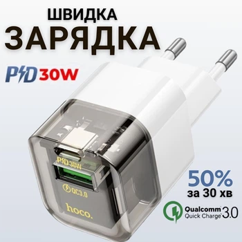 Зарядка для телефона 30w type c несколькими разъемами Hoco C131A блочок для быстрой зарядки тпс 30 вт