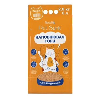 Наповнювач гігієнічний соєвий MODES PetSanit Tofu з ароматом персика для котів 6 л (2,6 кг)