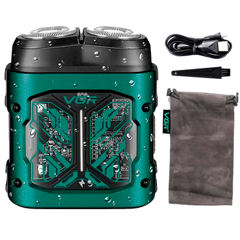 Электробритва VGR V-344 GREEN, роторная, 8000 RPM, влагостойкая