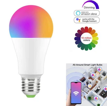 Умная светодиодная лампа Tuya E27 RGB + CCT Wi-Fi, разноцветная смарт лампочка для дома (1011038-White)