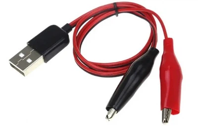 Кабель USB - Крокодили, провід живлення 60см