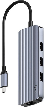 USB-hub Cudy 6-in-1 USB-C Hub with GbE & 4K60Hz HDMI Grey (6971690794460)