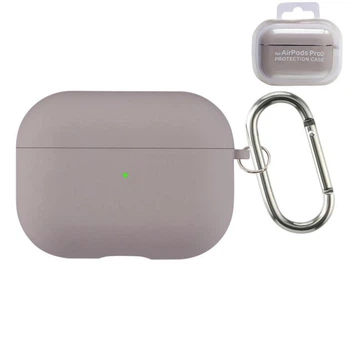 Силиконовый чехол Silicone Case для AirPods Pro 2 pebble с микрофиброй cерый с карабином