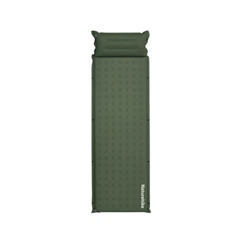 Матрац туристичний із подушкою, самонадувний одномісний Naturehike CNK2550WS025, вологостійкий, 200х65х3 см, зелений