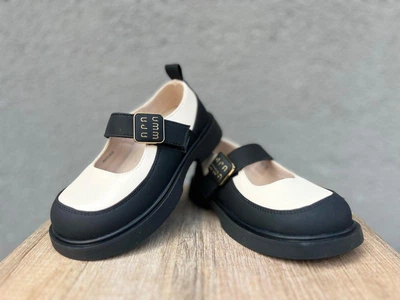 Дитячі туфлі для дівчат Apawwa Beige II 28 р, чорно-бежеві