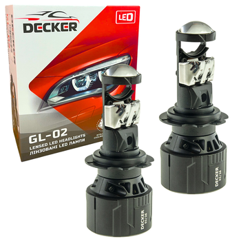 Led светодиодные мини линзы Bi-LED MiniLens Decker Led GL-02 H7 5000k 8000lm 45w 9-32v (2 шт)