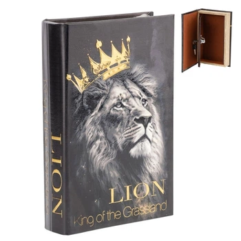 Шкатулка в виде книги Lion King of the grassland 26x17x5 cм