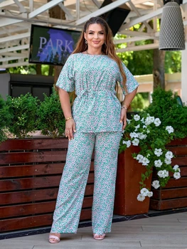 Жіночий трикотажний прогулянковий костюм (блуза + брюки) Uaclothes 50-52 Ментоловий (like34297-147051358)