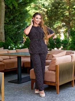 Жіночий трикотажний прогулянковий костюм (блуза + брюки) Uaclothes 48-50 Антрацит (like34296-147041371)
