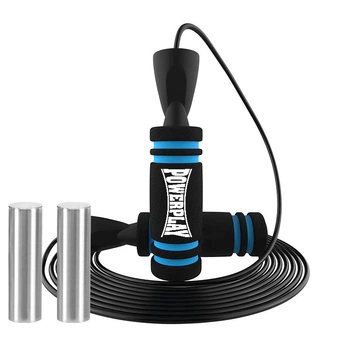 Скакалка швидкісна PowerPlay 4212 X ROPE з обтяжувачами Чорно/Синя (120г*2) 3м. (PP_4212_Blue)