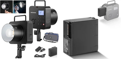 Студийная вспышка на штатив NEEWER Q4 400W 2.4G TTL Flash с аккумулятором, прямоугольной сумкой 5600К, CRI 95+