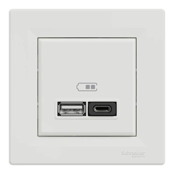 USB Розетка Schneider Electric Asfora А+С 3 А 45 Вт Біла EPH2700421