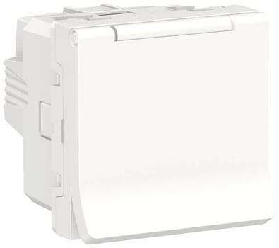 Розетка Schneider Electric Unica New з заземленням зі шторками та кришкою 16А гвинтові зажими білий NU303718TA