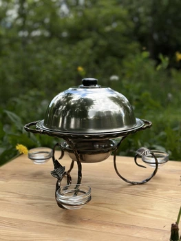 Садж блюдо для подавання шашлику та м'яса Grill з підігрівом 36 см із соусницями