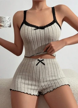 Жіноча піжама з майки-топу та шортиків Soft Comfort (1938-48-03) Бежевий XL No Brand (48)