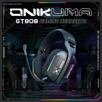 Беспроводные игровые наушники ONIKUMA GT808 Tri-Mode с микрофоном (Bluetooth 5.3, 2.4 GHz, 3.5 мм, черные)